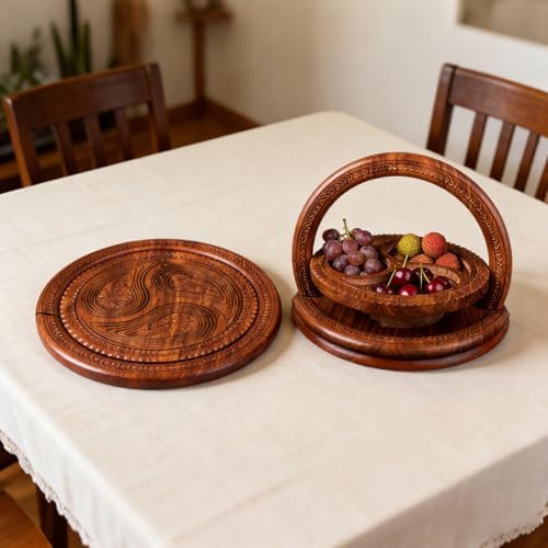 Handmade 12" Foldable Wooden Basket, Collapsible Fruit Basket - Image 2