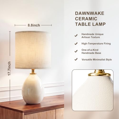 Dawnwake 17.7" Ceramic Table Lamps Set of 2 for Living Room Bedroom, Cream - Image 2