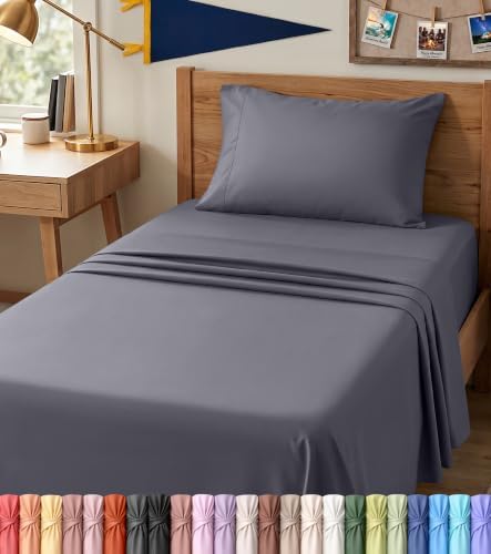Twin XL Sheets Set, 3 Pieces 16" Deep Pocket Hotel Luxury Bed Sheets, Grey by UTOPIABEDDING