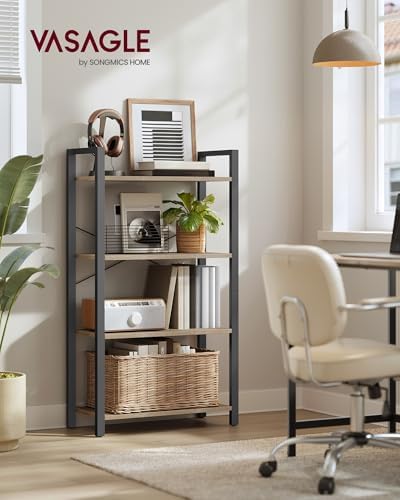VASAGLE 4-Tier Bookshelf, Bookcase with Shelves, Storage Shelf, Living Room - Image 2