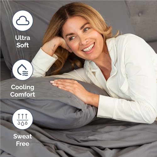 Full Size 4 Piece Sheet Set - Comfy Breathable & Cooling Sheets - Dark Grey - Image 4