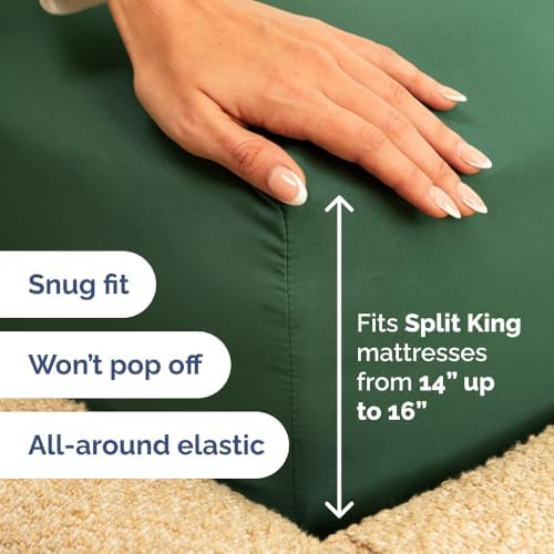 Flex Top Split Head King 4 Piece Sheet Set - Soft & Cooling - Emerald Green - Image 5