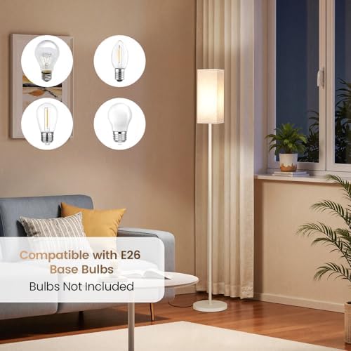 Floor Lamp, Pole Lamp with Foot Switch, Modern Standing Lamp Shade, Minimalist Freestanding Lamp (Bulb Not Included), for Living Room, Bedroom Office ETL Listed, White and Beige WE07LD05 - Image 3