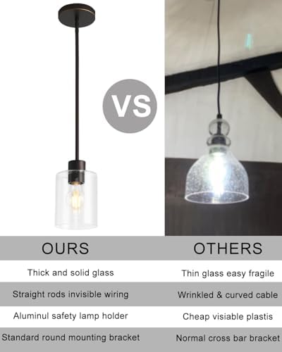 Brown and Gold Pendant Lights Kitchen Island - Clear Glass Pendant Light Fixture Multiple Stems Rods 3 Units 12 Inch 3 Units 4 Inch (1 Pack Brown and Gold Downrod) - Image 3