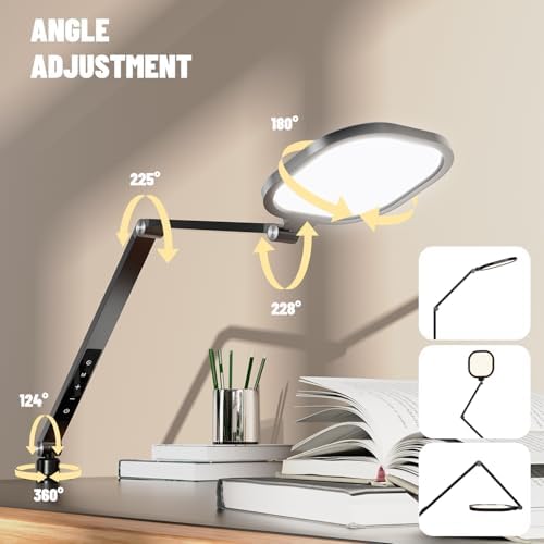 LitONES 2 Packs Led Desk Lamps for Home Office, 1200LM Dimmable Clamp-on Desktop Light, Adjustable Swing Arm Ring Light with Stand, Memory & Timer Function, Eye-Caring Design - Image 5
