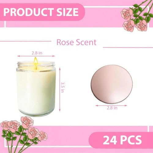 24 Pcs 6 Oz Rose Scented Soy Candles Set,Mason jar Bulk Candles for Gifts,Aromatherapy Candle,Great Stress Relieving Scented Candle for Girls as a Gift for Birthdays, Weddings and More! - Image 2