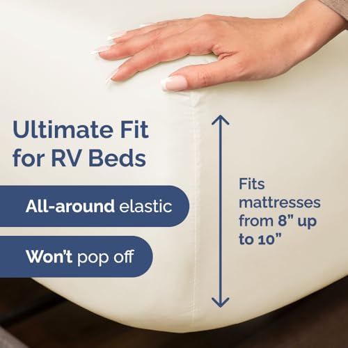 Short Queen Size 4 Piece Bed Sheet Set - RV Short Queen Sheets - Off White - Image 3