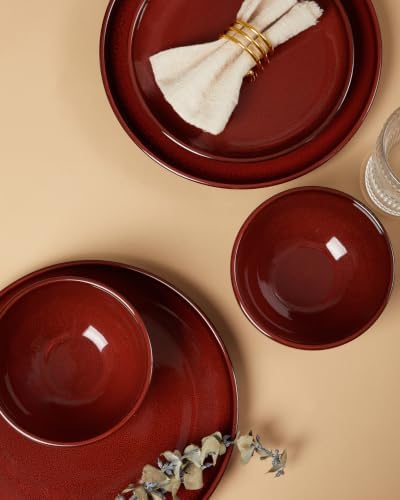 Pokini Stoneware Dinnerware Sets for 4, 12pcs Plates and Bowls Sets Dishes - Image 4