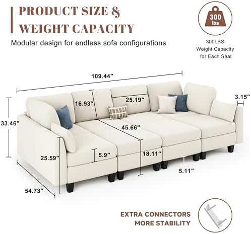 Sectional Sleeper Sofa 8 Seaters Modular Sleeper Sofa Couch - Image 3