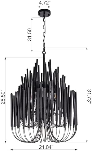 TOCHIC Modern Farmhouse Chandelier for Dining Room 21", Small Vintage Black Wood Chandeliers Light for Living Room, Rustic Pendant Lighting Fixture Ceiling Hanging for Foyer Bedroom Entryway - Image 3