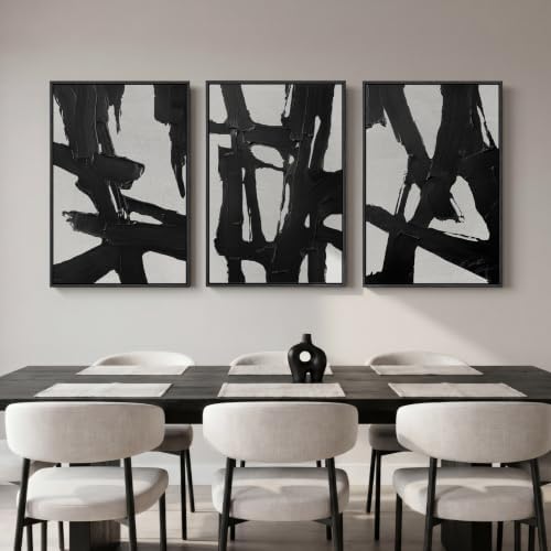 Large Framed Black and White Abstract Wall Art for Living Room, 24x36 Inch - Image 3
