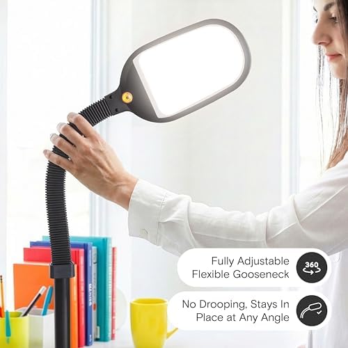 Brightech Litespan - LED Floor Reading Lamp, Modern Wooden Style, Adjustable Gooseneck, 850-950 Lumens, 12W, 3-Year Warranty - Image 3