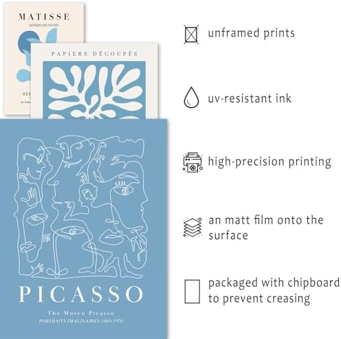 ANERZA 16 PCS Blue Wall Art Decor, Matisse Gallery Wall Prints for Bedroom, Light blue posters for Room Aesthetic, Collage Kit Pictures for Living Room, Teen Girls Dorm Home Artwork - Image 3