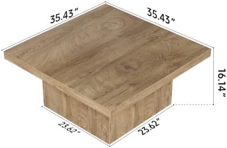 Square Coffee Table,Wooden Living Room Table,Center Table with a Large Tabletop,35.4" x 35.4",for Small Spaces, Apartments, Living Rooms, Vintage Brown - Image 2