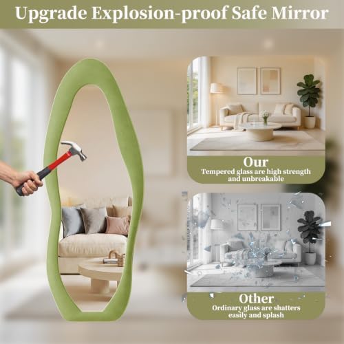 Koonmi Full Length Mirror 71"x30", Irregular Flannel Floor Mirrors - Image 4