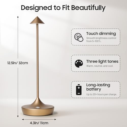 2 Pack Cordless Table Lamp, Rechargeable 6000mAh Battery Table Light - Image 3