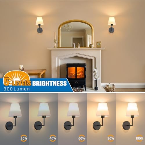 NIORSUN 13.8 inch Battery Operated Wall Sconce Set of 2,Black Rechargeable Wall Lights with 10400mAh Dimmable Detachable Bulbs and Remote,9 Colors Wireless Sconces for Bedroom Living Room Hallway - Image 5
