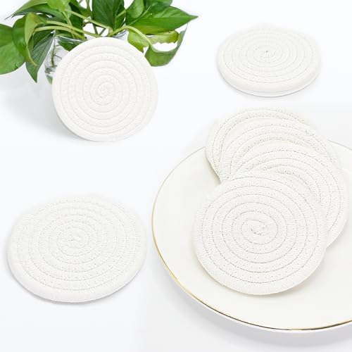 ABenkle Woven Coasters for Drinks Set of 6, Boho Absorbent Drinking Coaster, 4.3 Inch - Perfect Housewarming Gift, Home Decor, Bar Essentials for Coffee Table - Image 6