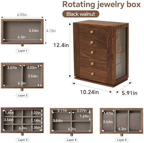 360 Rotating Design Wooden Jewelry Box for Women - Image 4