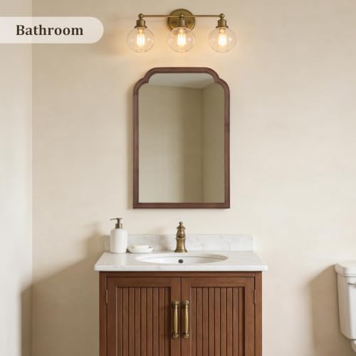 WallBeyond Wooden Framed Wall Mirror, Natural Wood Bathroom Vanity Mirror for Entryway, Living Room or Bedroom Home Decor Vertical or Horizontal Hanging [22" x 30" Walnut Color] - Image 2