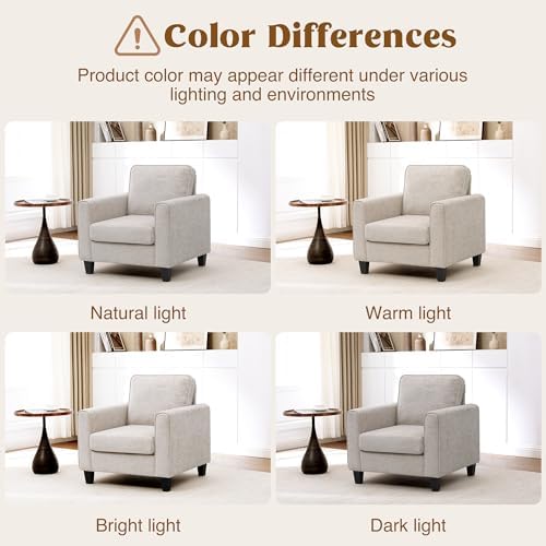 Accent Chairs Set of 2 for Living Room, Mid Century Modern Upholstered Living Room Chair, Chenille Reading Armchair for Apartment, Waiting Room, Office, Khaki - Image 6