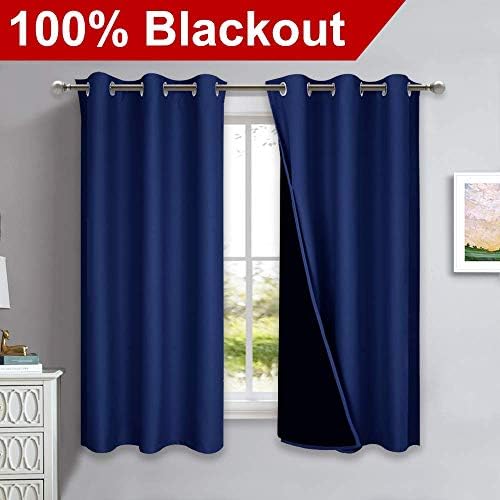 NICETOWN 100% Blackout Curtain Set, Royal Blue, 37W x 50L, 2 PCs, Thermal Insulated & Energy Efficiency Window Draperies for Guest Room, Full Shading Panels for Shift Worker and Light Sleepers - Image 2