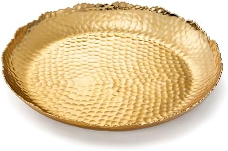 Gold Hammered Decorative Bowl Elegant Aluminum Centerpiece with Textured Finish Large Round 13 Inch Metallic Display Bowl for Home Kitchen or Dining Table Accent Modern Decorative Gifts Decor Bowls by Gute