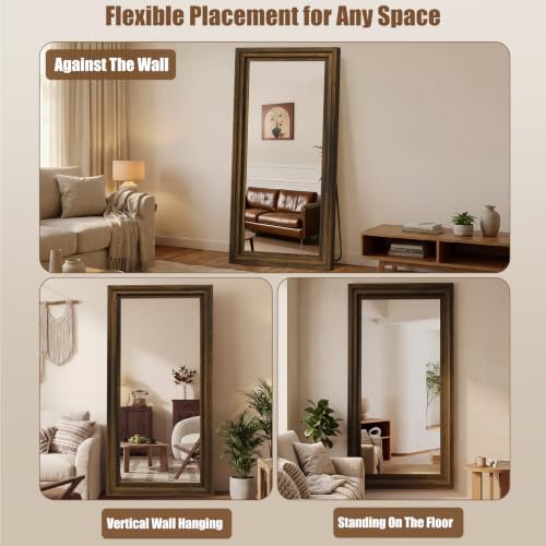Wood Full Length Mirror 65"x24", Large Solid Wood Frame Floor Mirror - Image 4