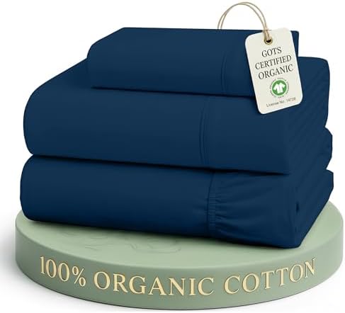 LANE LINEN Twin Sheet Set 100% Organic Cotton Cooling Soft 3pc - Navy by LaneLinen