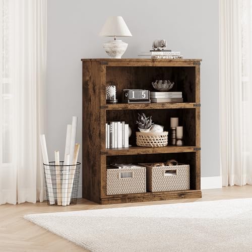 GarveeHome 3 Tier Farmhouse Bookcase, 40" Tall Book Shelf with Storage - Image 4