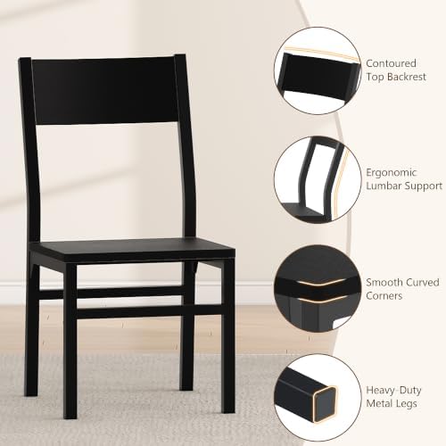 Einhomn 59" Extendable Round Dining Table Set for 4-6, 5-Piece Kitchen & Dining Room Table with 2 Chairs & 2 Benches, Wood Oval Dinner Table with Heavy Duty Pedestal Base, for Small Spaces, Black - Image 4