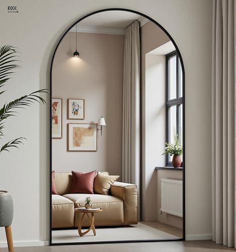 Dewfig Arched Full Length Mirror, 77"x38" Large Floor Mirror, Black by YourSpacePerfectlyReflected