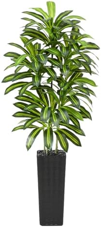 Artificial Dracaena Tree Indoor, 7FT Tall Fake Floor Plants with Black Planter & Pebbles, Faux Silk Yucca Tree for Home Office Living Room Bedroom Farmhouse Modern Outdoor Topiary Tree by TXABL