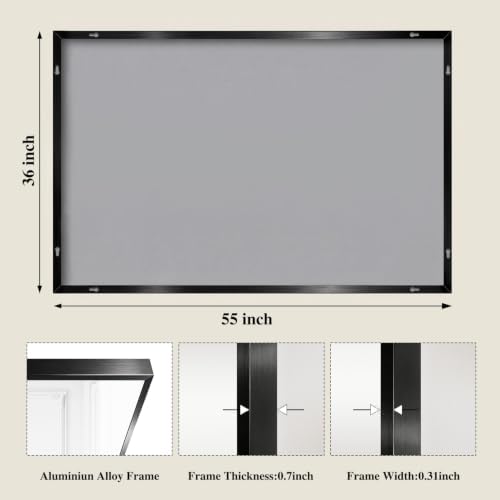 Koonmi Black Rectangle Wall Mirror, 36x55 Inch Bathroom Mirror, Aluminum Frame Vanity Mirror for Entryway, Living Room, Bedroom Bathroom, Hangs Horizontally or Vertically - Image 2