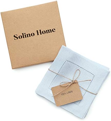 Solino Home 100% Linen Cocktail Napkins Light Blue, 6 x 6 in, Set of 12 - Image 4