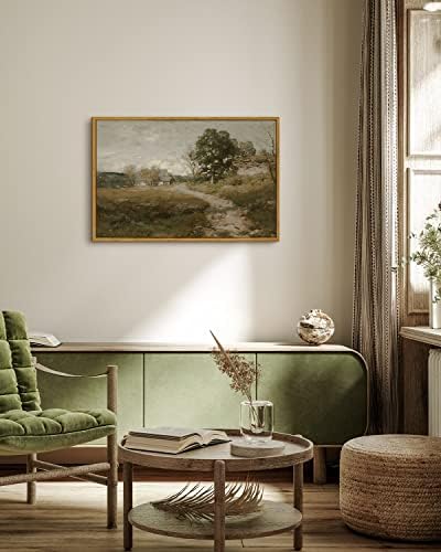 InSimSea Framed Canvas Wall Art Vintage Decor, Room Decor Classical Oil Painting Canvas Prints Arkville Landscape Vintage Wall Art Home Decor, 16"x24" - Image 2