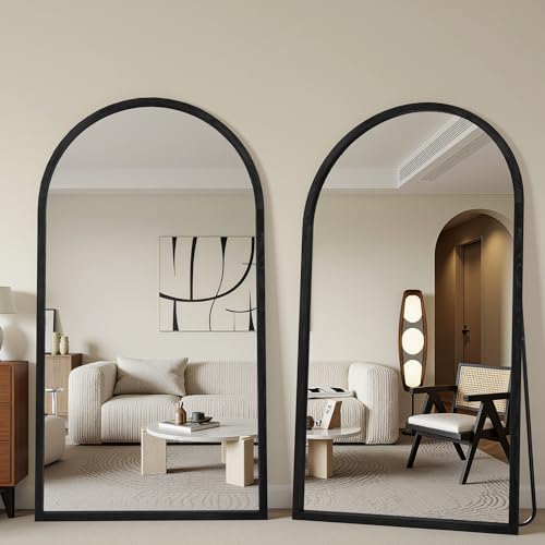 Suidia Full Length Mirror, Oversized Floor Mirror with Solid Wood Frame, Large Standing Mirror for Bedroom Living Room, Wood Antique Style, Black, 76" L x 41" W - Image 4