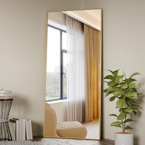 Koonmi 71"x26" Floor Mirror Full Length, Bedroom Floor Body Mirror with Stand, Large Gold Mirror, Leaning, Standing or Hanging Horizontally/Vertically - Image 4