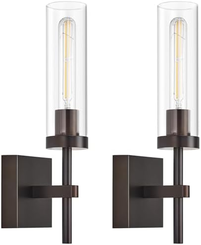 SANTOSTOCK Oil Rubbed Bronze Battery Operated Wall Sconces with Remote Control, Wireless Wall Sconce Set of 2, Rechargeable Cordless Wall Lights for Living Room Bathroom Hallway Entryway Stairwell by SANTOSTOCK