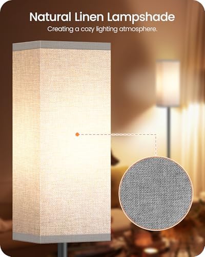 Floor Lamp, Pole Lamp with Foot Switch, Modern Standing Lamp Lampshade, Minimalist Freestanding Lamp (Bulb Not Included), for Living Room, Bedroom Office ETL Listed, Black and Gray H07LD05 - Image 4