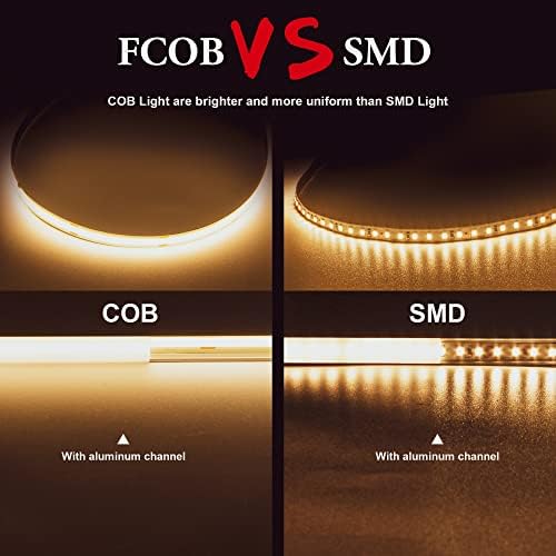 COB LED Strip Lights 65.6ft, LED Lights Warm White 3000K Strip Lights with Remote& App, Dimmable Super Bright 24V White LED Tape Lights,Cabinet Office Lighting - Image 2