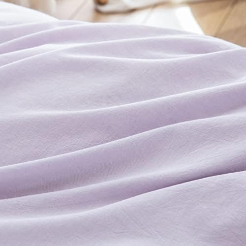 BESTOUCH Cotton Solid Duvet Cover Set Linen Feel Taro Purple Super King - Image 6