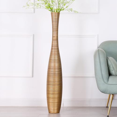 Leewadee Decorative Tall Floor Vase for Living Room Decor, 41 inches, Gold, Resin by Leewadee