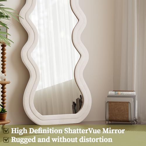 Koonmi 71“x32” Wavy Mirror Full Length, Flannel Full Body Mirror - Image 3