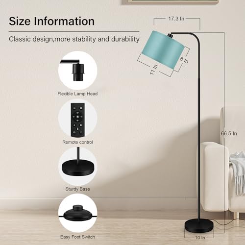 BoostArea Dimmable Floor Lamp for Living Room,Arc Remote Control Sofa Lamps,Stepless Dimmable & Colors Temperature,2700-6500k,Foot Switch,67 in All Modern Standing Lamp for Bedroom Office,Green - Image 6