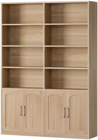 FACBOTALL Bookshelf and Bookcase with Doors, Double Wide Large Bookshelves - Image 7