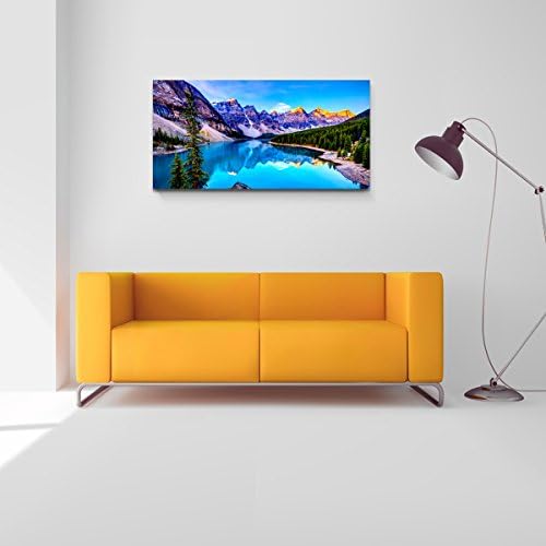 Haichuang Decor Art Moraine Lake Canvas Wall Art 57x28 Inches Framed Rocky Mountain Lake Wall Decor Wood Frame Waterproof HD Giclee Print Ready to Hang Nature Artwork for Living Room Bedroom Office - Image 2