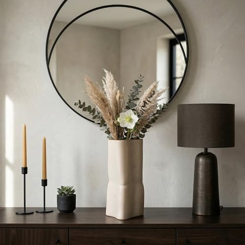Sculptural Ceramic Vase for Living Room and Home Decor - Elegant Modern Flower Vase as A House Accent with Modern Pottery - Decorative Table Styling for Bedroom, Room and Office Display - 15”, Cream - Image 2