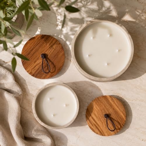 3-Wick Scented Candle-Sea Salt & Bergamot & Coconut,Soy Coconut Wax Blend Candle with Acacia Wood Lid,21oz Large Candle,45-Hour Long Burning,Aromatherapy Candle for Home Decor - Image 3