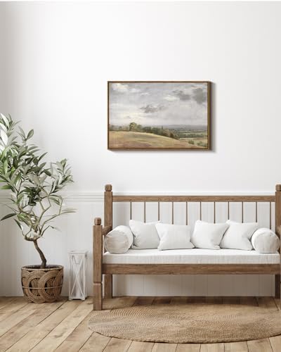 InSimSea Framed Canvas Wall Art Vintage Decor, Large Landscape Wall Art, Wild Field Painting, Rustic Modern Farmhouse Wall Decor for Living Room Bedroom, French Country Decorations, 20"x30" - Image 2